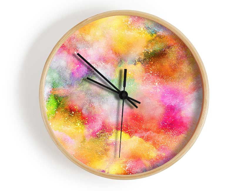 Clouds of rainbow powder Clock - Wallart-Direct UK