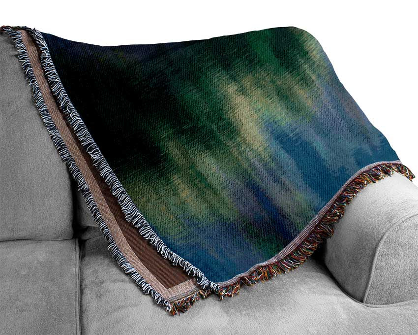 Green and blue reflections staggered Woven Blanket