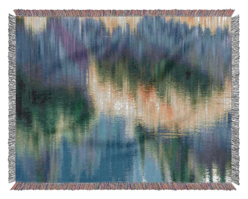 Green and blue reflections staggered Woven Blanket