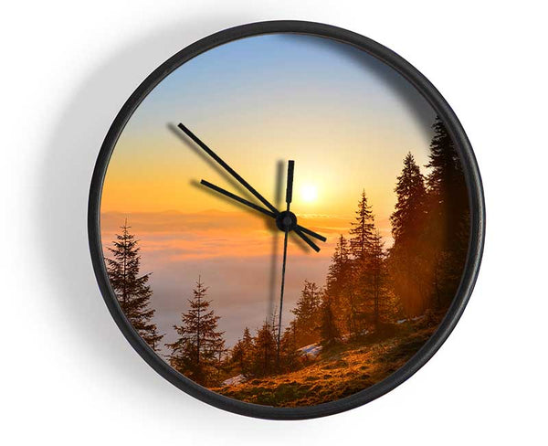 Orange Woodlands in a sunset Clock - Wallart-Direct UK