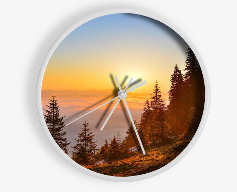 Orange Woodlands in a sunset Clock - Wallart-Direct UK