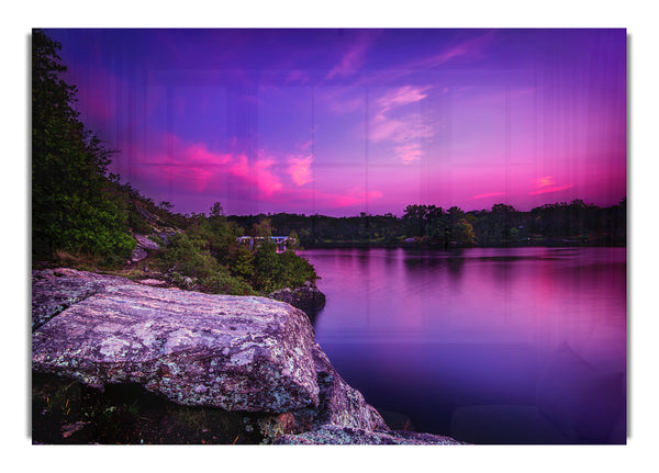 purple and blue lake off the cliffs