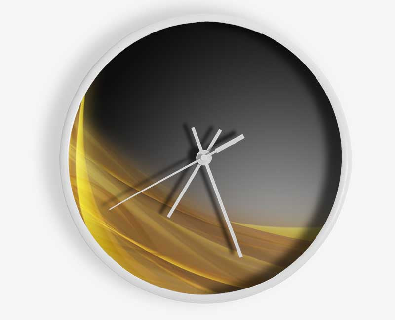 Yellow swirls through the gradients Clock - Wallart-Direct UK