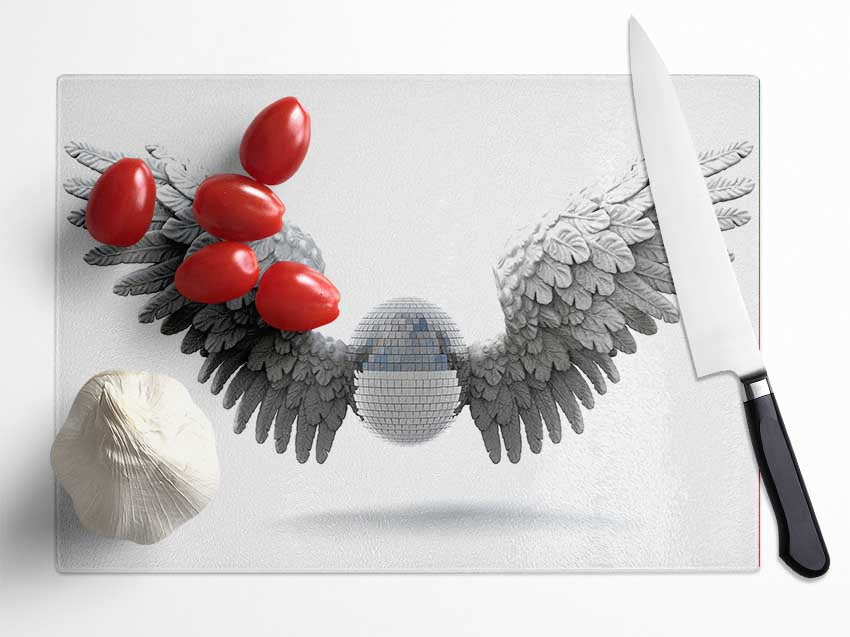 Disco ball wings Glass Chopping Board