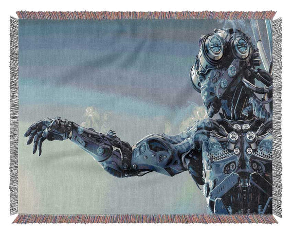 Robot suit smoking Woven Blanket