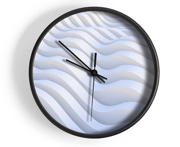 Wavy shapes in white Clock - Wallart-Direct UK