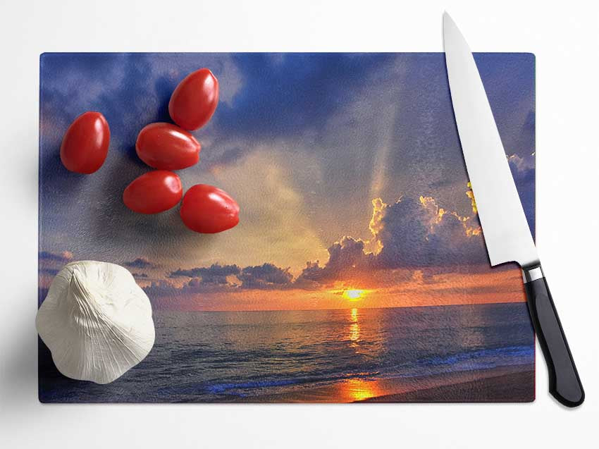 British sunset of the coast of frinton Glass Chopping Board