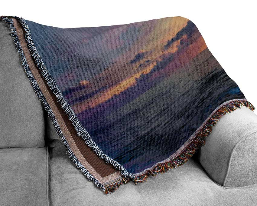 British sunset of the coast of frinton Woven Blanket