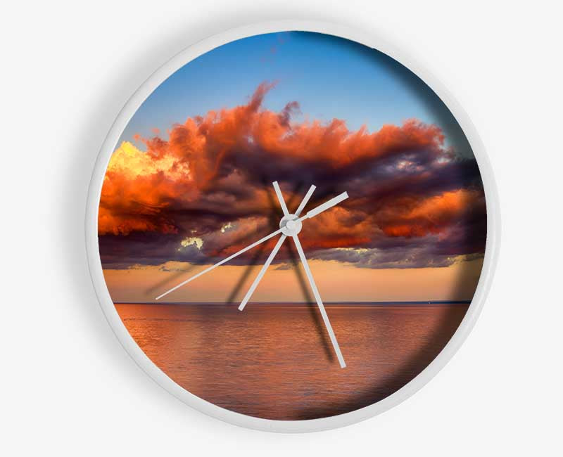 Red glowing clouds above the sea Clock - Wallart-Direct UK