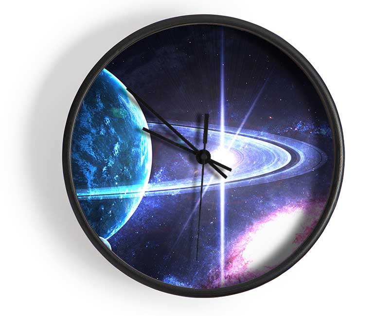 Planet rings in space Clock - Wallart-Direct UK