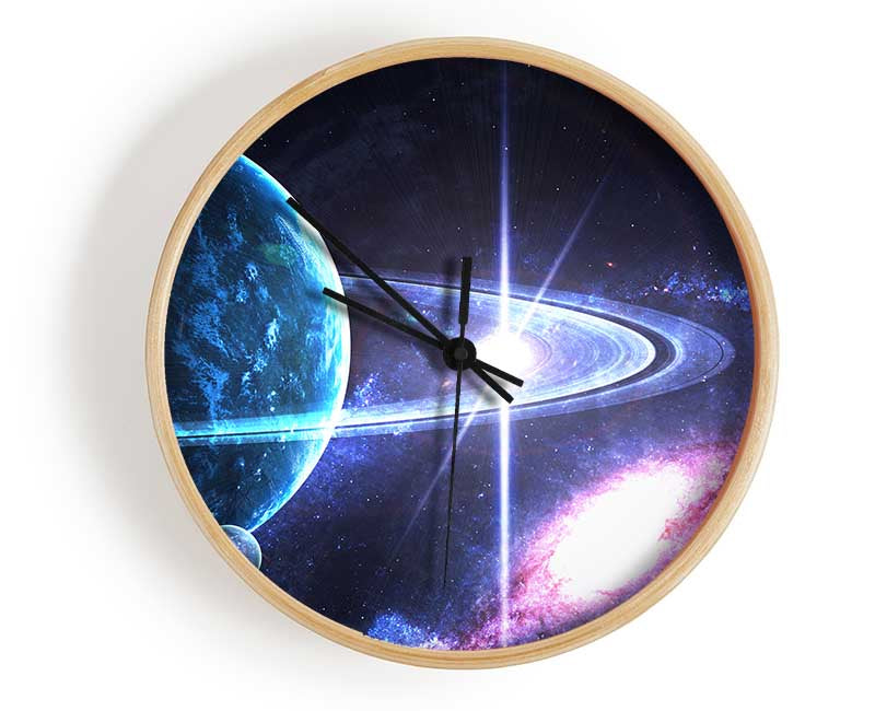 Planet rings in space Clock - Wallart-Direct UK