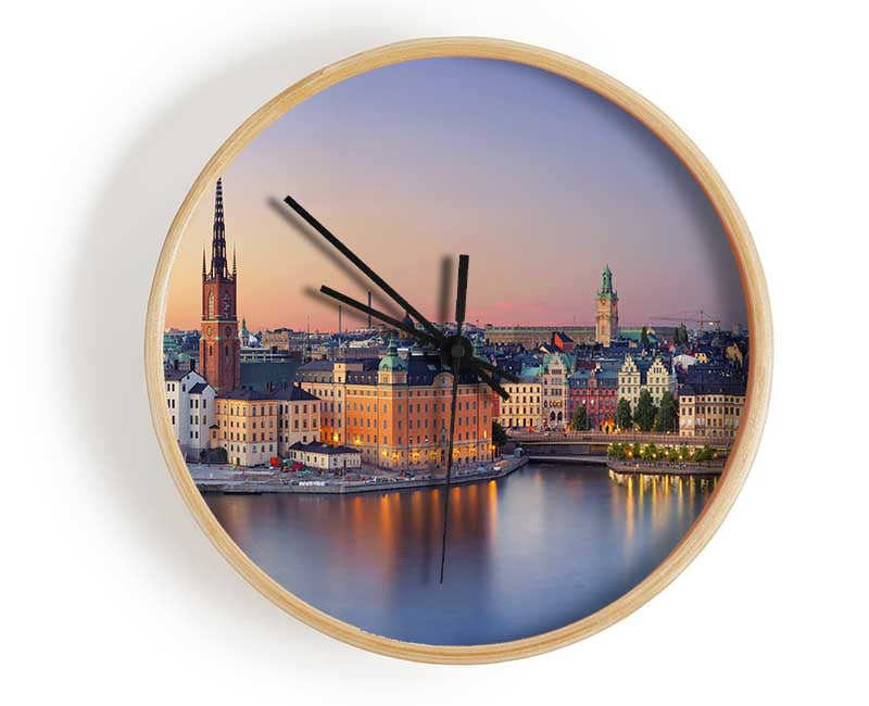 Stockholm city on the waterfront Clock - Wallart-Direct UK