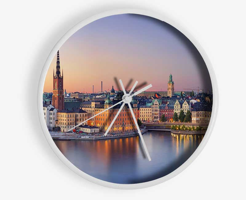 Stockholm city on the waterfront Clock - Wallart-Direct UK