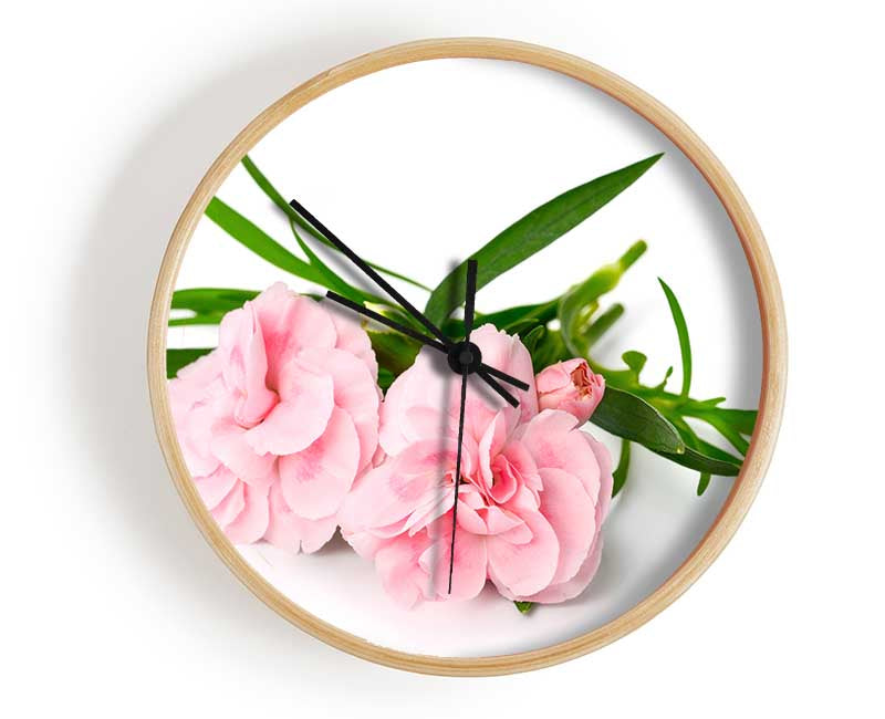 Pink flowers laid out Clock - Wallart-Direct UK