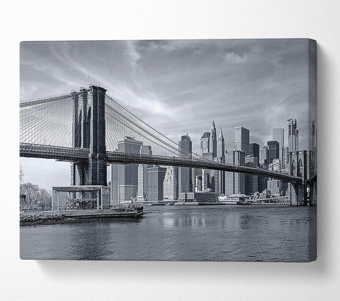 Picture of Black and white bridge over newyork Canvas Print Wall Art