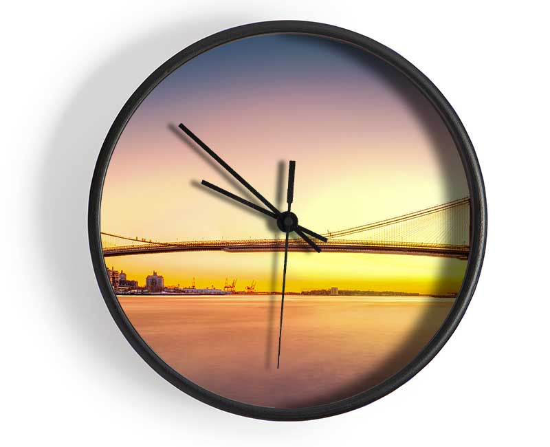 NYC Bridge on the sunrise Clock - Wallart-Direct UK