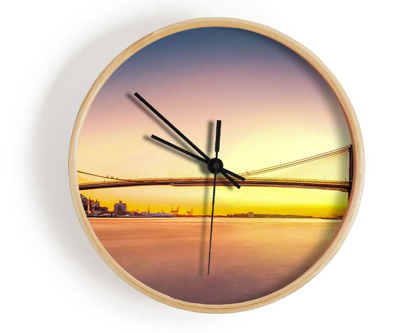 NYC Bridge on the sunrise Clock - Wallart-Direct UK