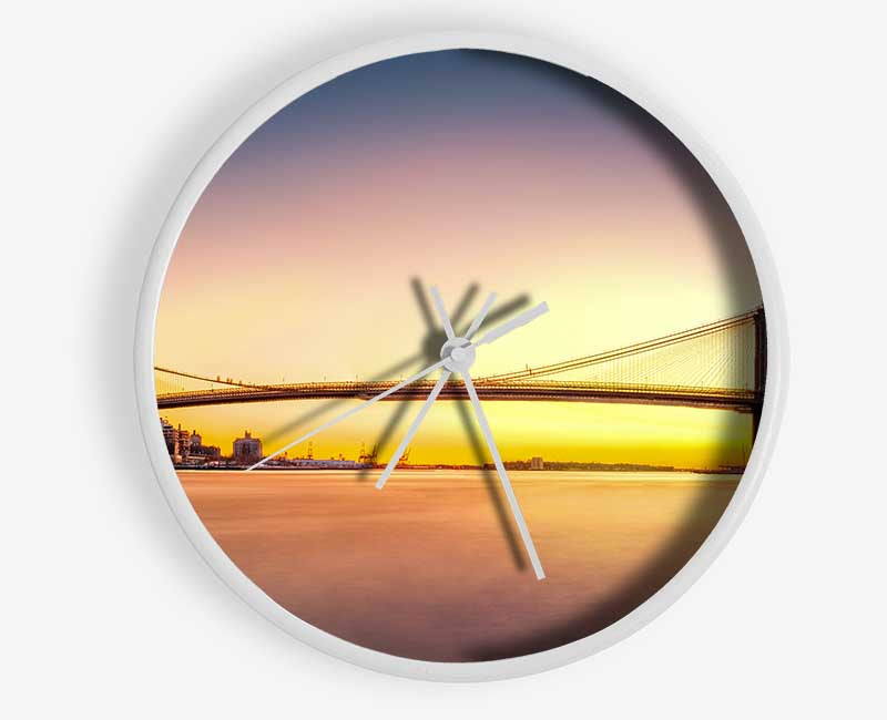 NYC Bridge on the sunrise Clock - Wallart-Direct UK