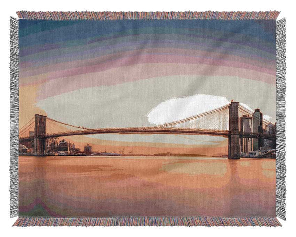 NYC Bridge on the sunrise Woven Blanket