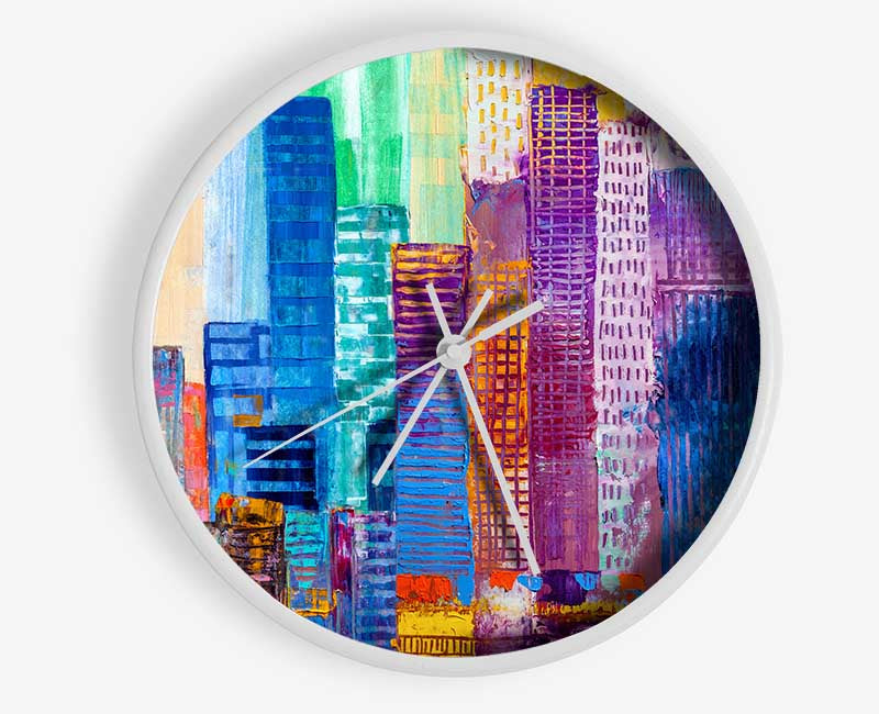 City of colour acrylic paint Clock - Wallart-Direct UK