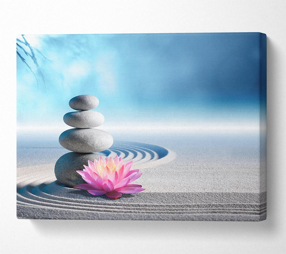 Picture of pebbles on zen beach lilly Canvas Print Wall Art