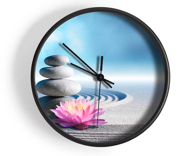 pebbles on zen beach lilly Clock - Wallart-Direct UK