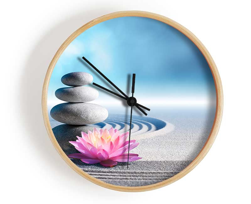 pebbles on zen beach lilly Clock - Wallart-Direct UK