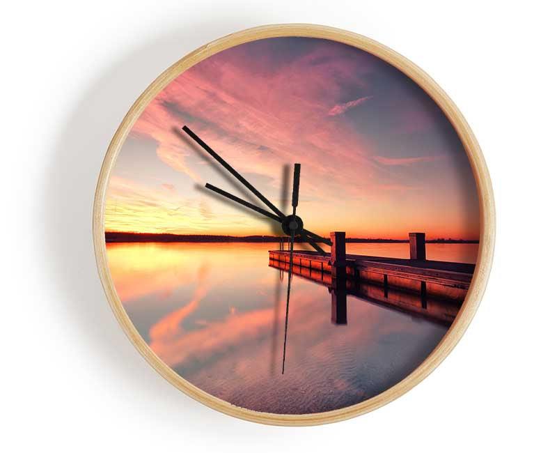 Sunset off the jeti Clock - Wallart-Direct UK