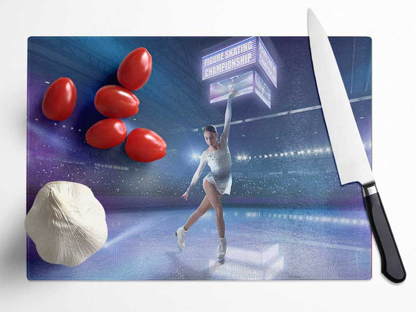 Figure skating champion Glass Chopping Board