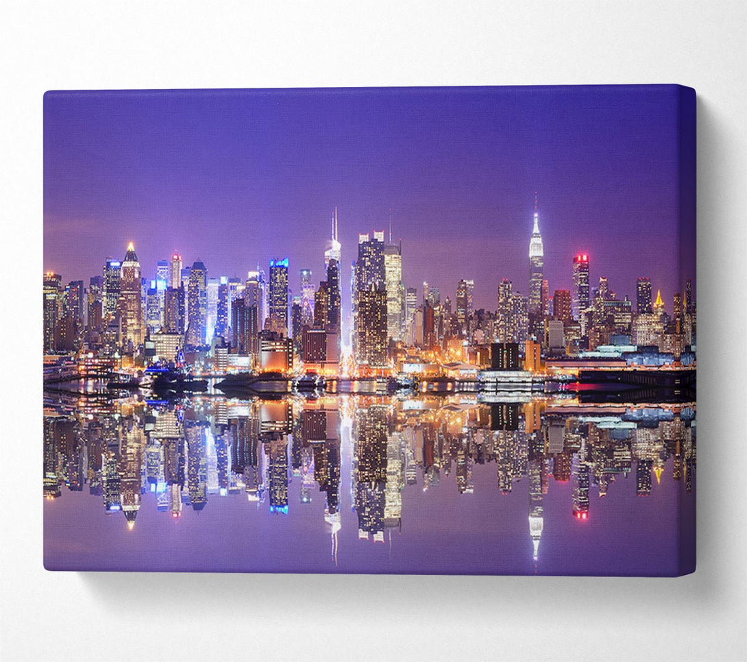 Picture of Hong kong purples and blues reflection Canvas Print Wall Art