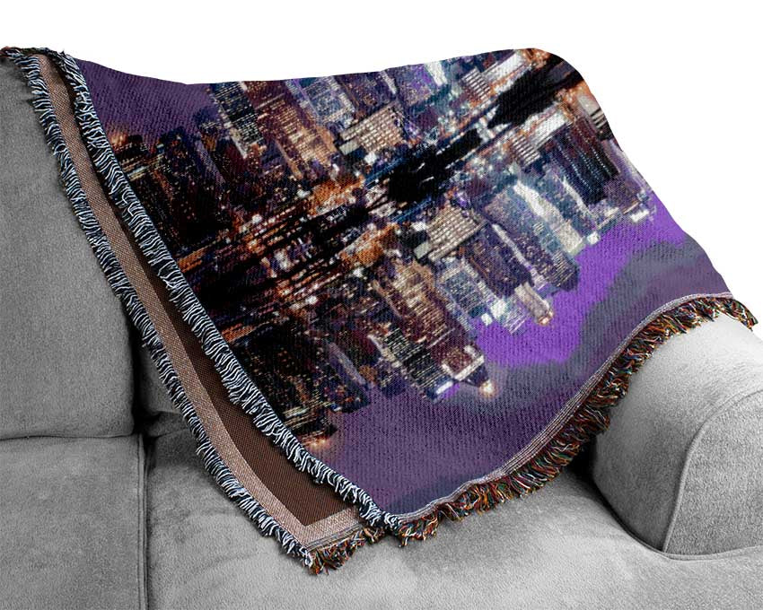 Hong kong purples and blues reflection Woven Blanket