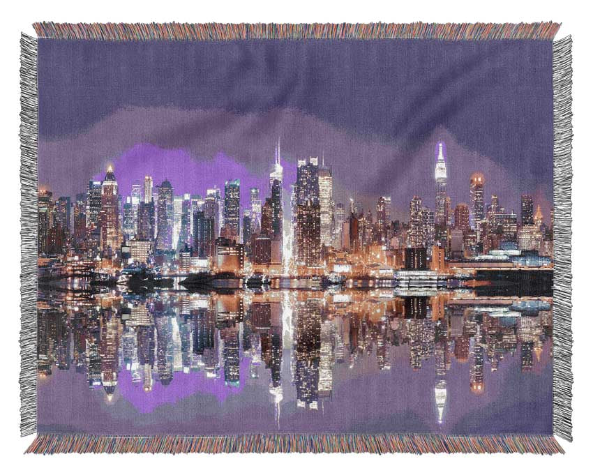 Hong kong purples and blues reflection Woven Blanket