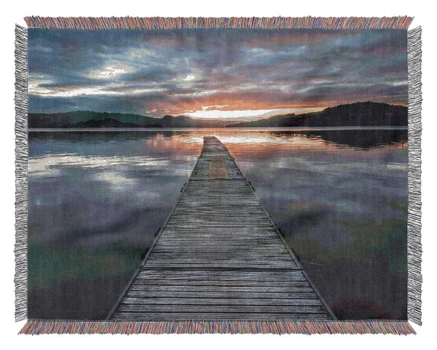 Bridge on the water sun Woven Blanket