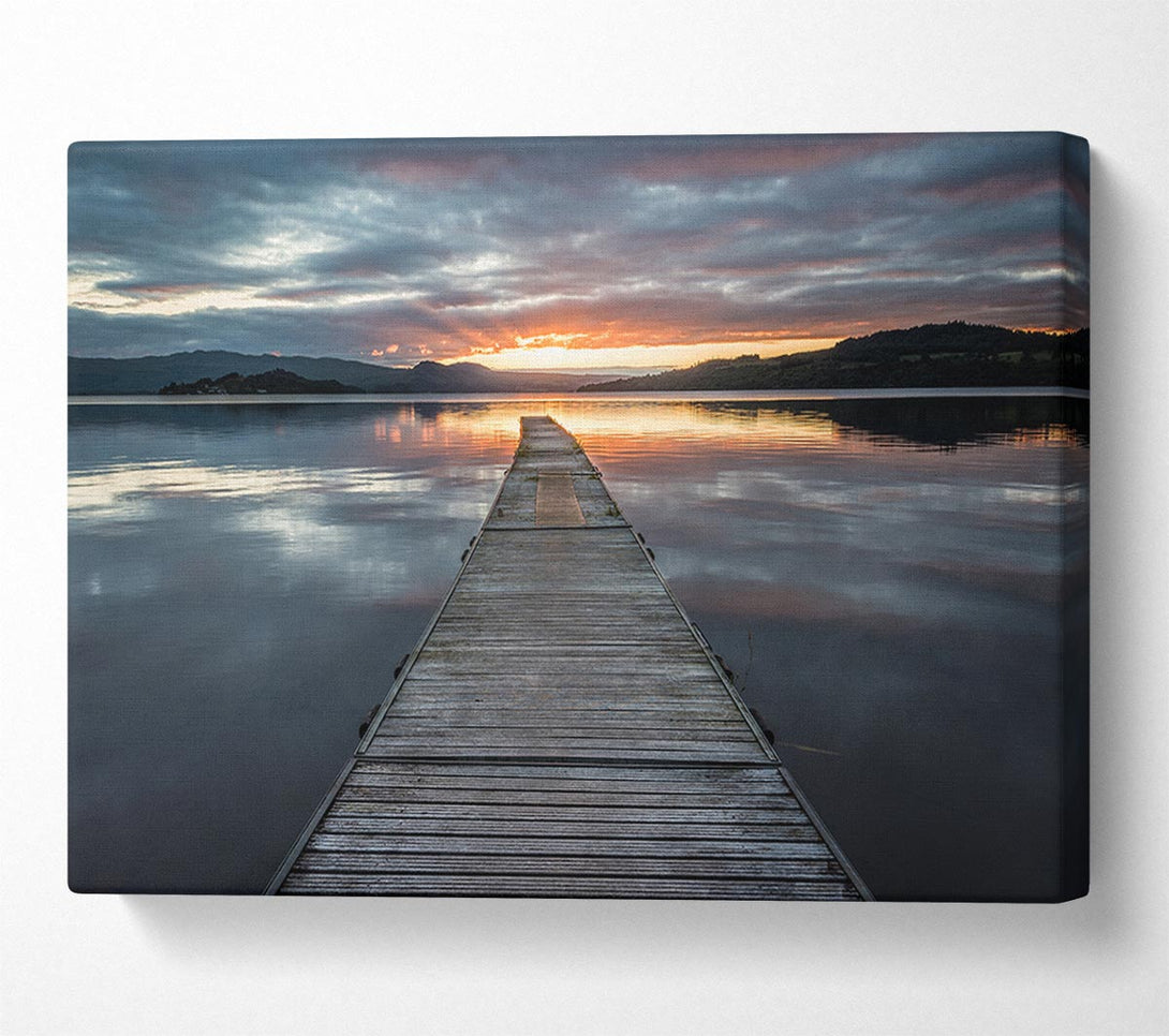 Picture of Bridge on the water sun Canvas Print Wall Art