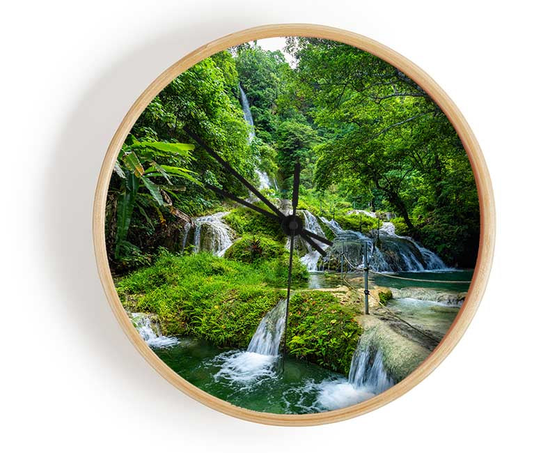 Green paradise mountain jungle Clock - Wallart-Direct UK