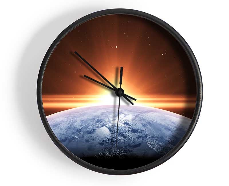 Sun peering over the earth Clock - Wallart-Direct UK