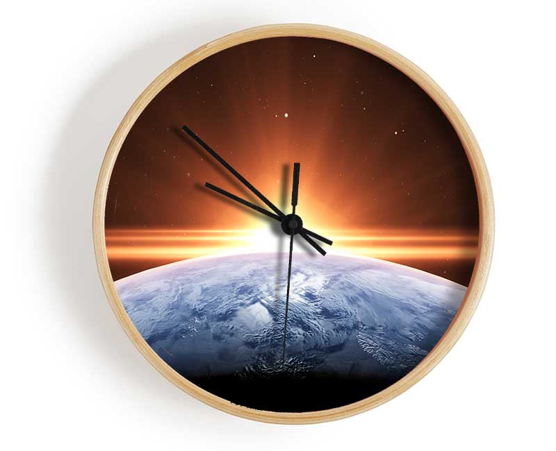 Sun peering over the earth Clock - Wallart-Direct UK