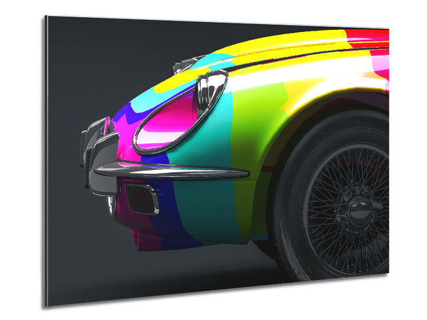 E type Jaguar rainbow stripes