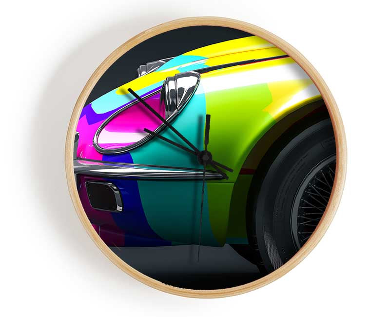 E type Jaguar rainbow stripes Clock - Wallart-Direct UK