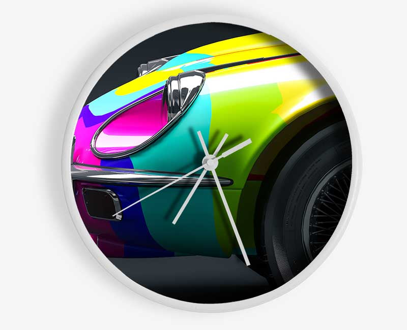 E type Jaguar rainbow stripes Clock - Wallart-Direct UK