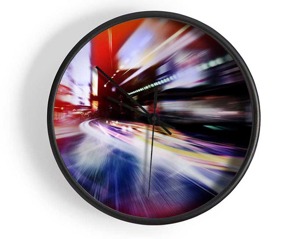 City in a blur colourful light Clock - Wallart-Direct UK