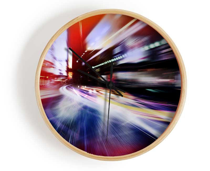 City in a blur colourful light Clock - Wallart-Direct UK