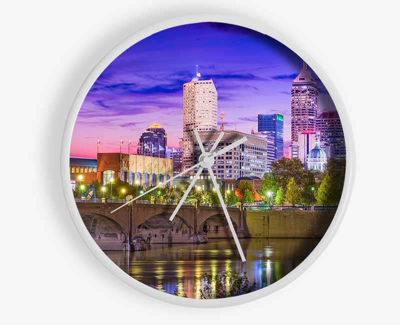 Bridge across the city at night Clock - Wallart-Direct UK