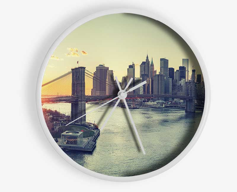 Bridge in New york over the water Clock - Wallart-Direct UK