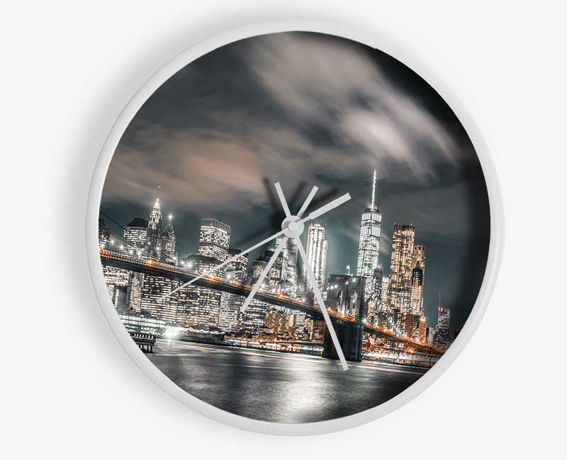 Light on the bridge in New York Clock - Wallart-Direct UK