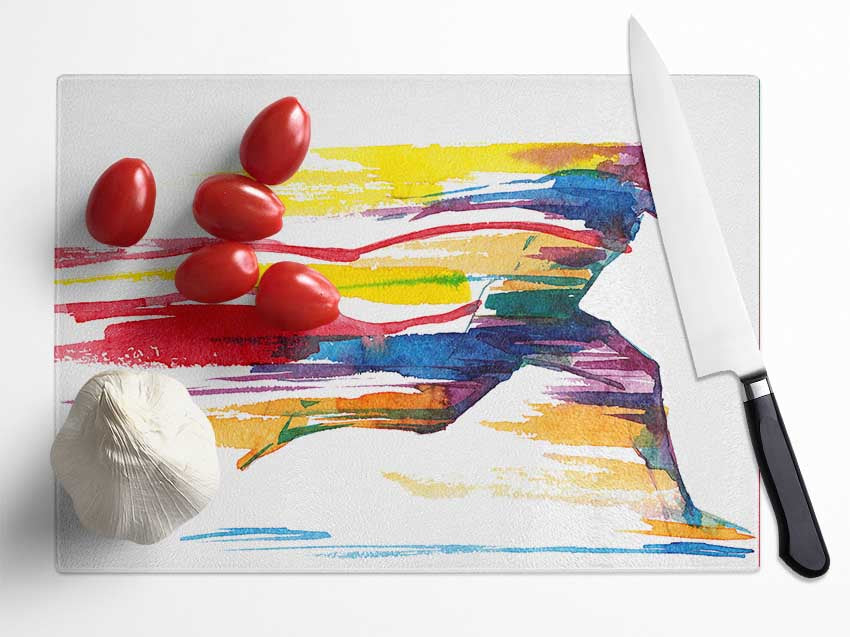 Running Water Colour Glass Chopping Board