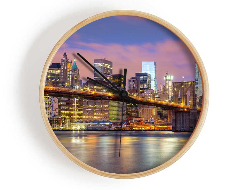 Light on a NYC bridge Clock - Wallart-Direct UK