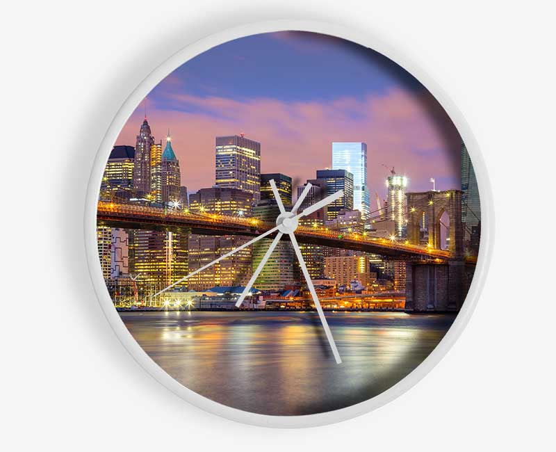 Light on a NYC bridge Clock - Wallart-Direct UK