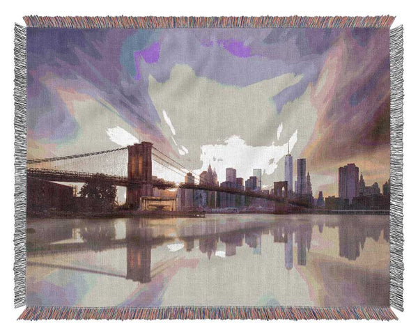 Dreamy NYC view bridge Woven Blanket