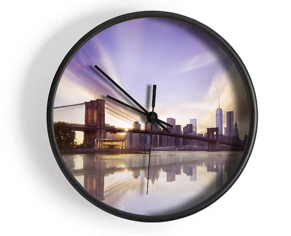 Dreamy NYC view bridge Clock - Wallart-Direct UK